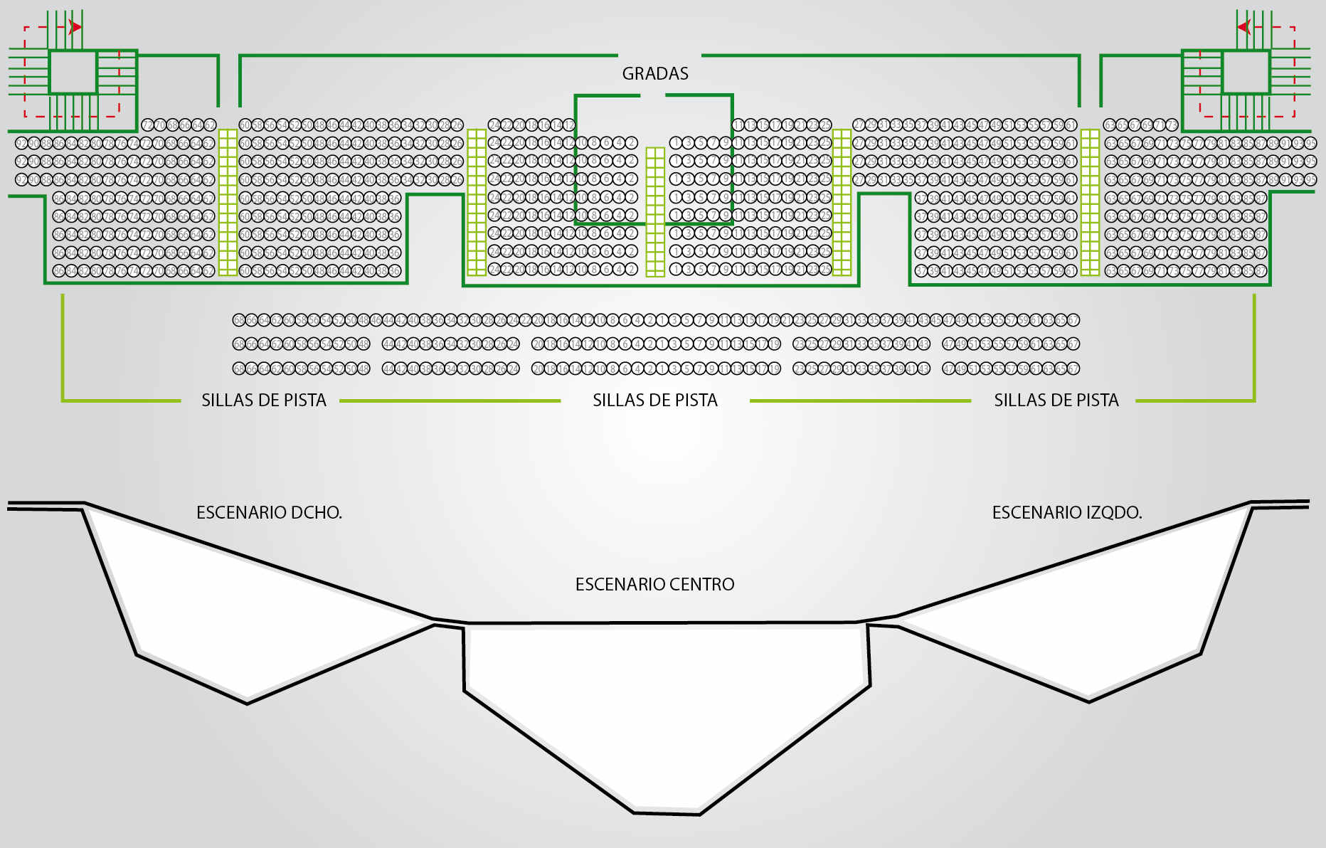 Plano de los asientos y escenarios